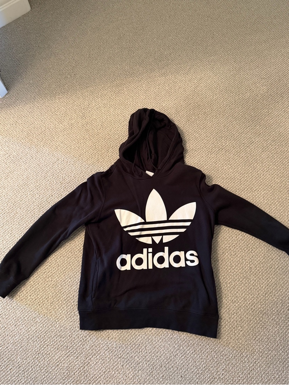 adidas Black Hoodie with White Trefoil Logo